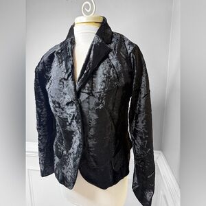 Vintage Alberto Biani Couture Made in Italy Black Crushed Velvet Jacket